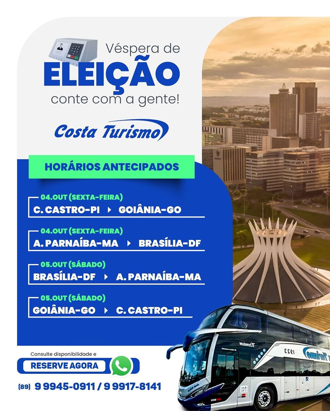 Costa turismo eleições gilbués brasilia corrente monte alegre do piauí goiania